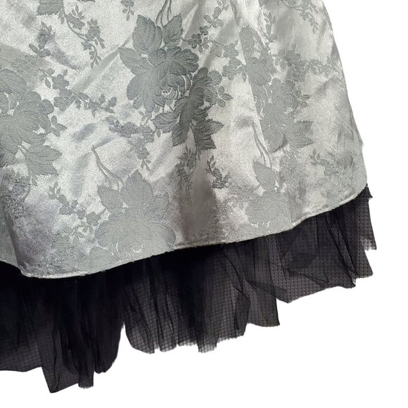 Jessica McClintock Gunne Sax 7 8 Dress Strapless Floral Metallic Brocade Tulle - Picture 16 of 16